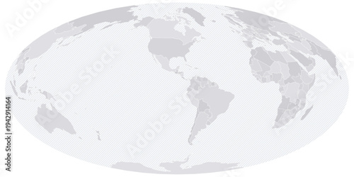 Customizable Wireframe World Map Americas-Centered - Hammer Projection