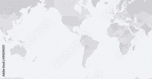 Customizable Wireframe World Map Americas-Centered - Mercator