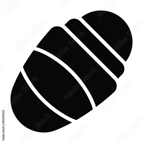 Solid black glyph illustration of deodorant roll-on bottle representing personal hygiene, freshness, and body care. Minimal silhouette design suitable for wellness, cosmetic, and bathroom visuals.