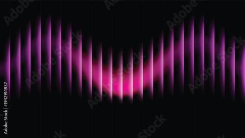 Abstract dynamic Pink translucent stripes and light waves on dark background, modern digital gradient fractal ripple glass flame pattern texture, futuristic decorative backdrop