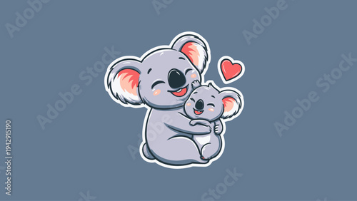 AIzaSyBtGSo2xtjN3vj1u6E9vxL40M6MhfY34Xw Cute Koala Mom and Baby Hugging Illustration
