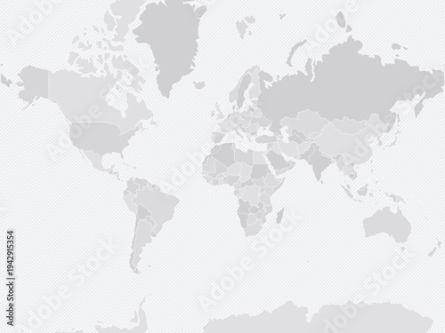Customizable Wireframe World Map (Default) - Mercator Projection