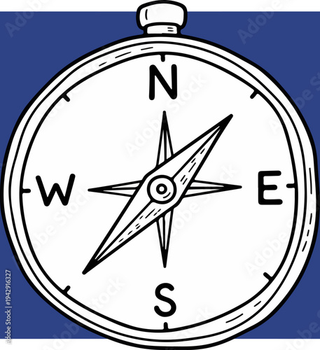 Compass pointing north, navigation tool for direction and guidance.