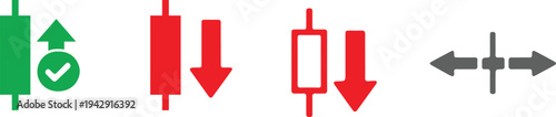 Stock Market Candlestick Symbols: Financial chart candlestick symbols illustration representing market trends - bullish, bearish, neutral trends.