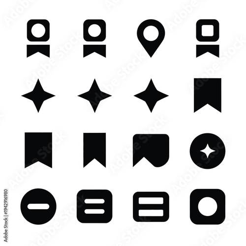 A collection of various icons representing locations, directions, and points of interest isolated on white background, Vector, illustration