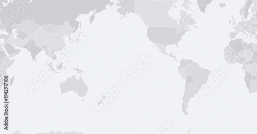 Customizable Wireframe World Map Pacific-Centered - Mercator