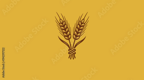 Golden wheat ears tied together, representing agriculture and harvest.