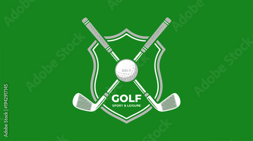 Golf Club Logo Design with Crossed Golf Clubs and Ball.