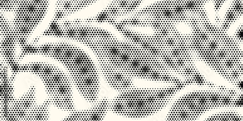 Hexagon Shapes Vector Abstract Geometric Technology Oscillation Wave Isolated on Light Background. Halftone Hex Retro Simple Pattern. Minimal 80s Style Dynamic Tech Wallpaper