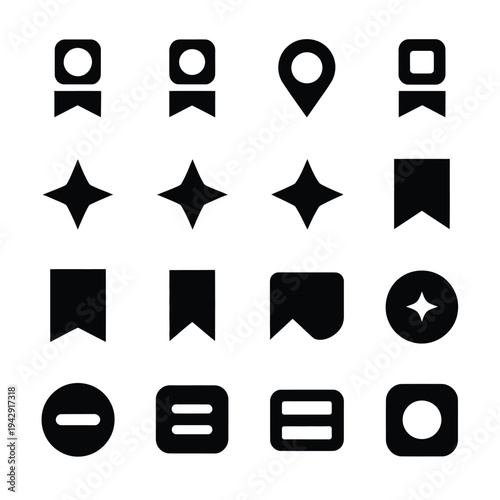 A collection of various icons representing locations, directions, and points of interest isolated on white background, Vector, illustration