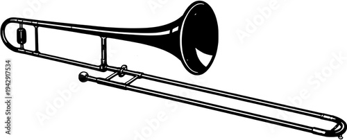 Trombone Silhouette Brass Musical Instrument Vector Icon
