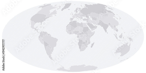 Customizable Wireframe World Map Standard - Hammer Projection