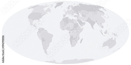 Customizable Wireframe World Map Standard - Mollweide Projection