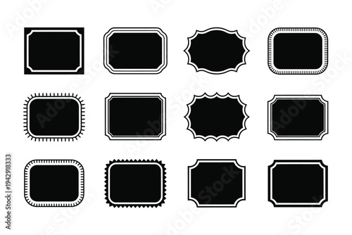 A collection of various starburst shapes and designs in a 3x3 grid isolated on white background, Vector, illustration
