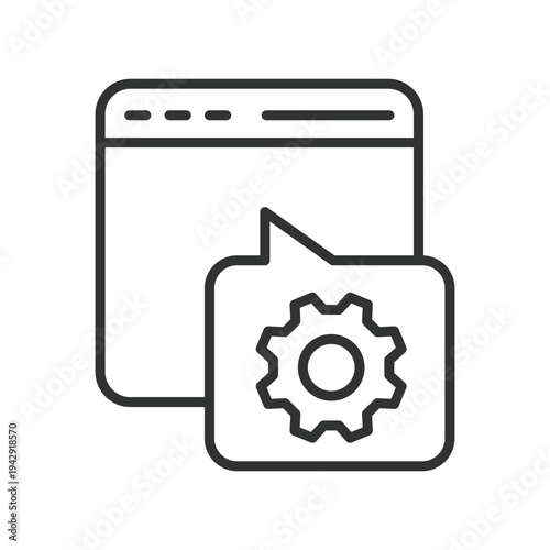 online settings configuration browser gear icon in line design. online settings configuration browser gear system setup on white background vector. settings editable stroke icon