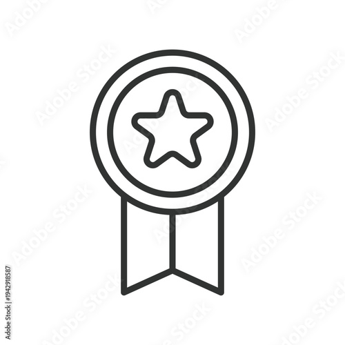 award badge ribbon star icon in line design. award badge ribbon star achievement recognition on white background vector. award editable stroke icon