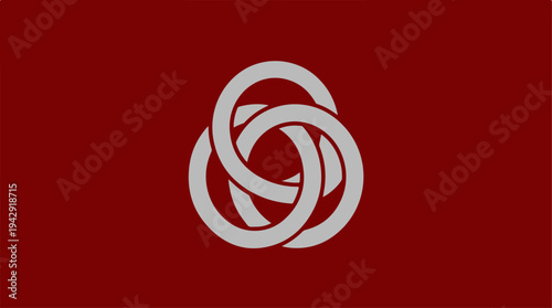 Symbolic knot design on a red background, representing unity and connection.