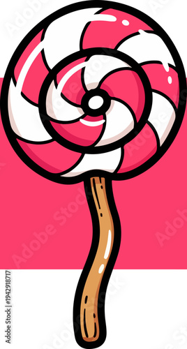 Swirly lollipop candy on a stick, delicious and sweet treat.