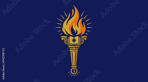 Symbolic Torch Flame on a Dark Blue Background.