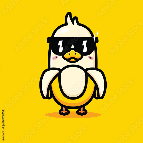 funny banana body with duck head