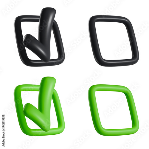 Green and black check and frame graphic elements isolated on white background