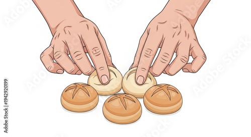 Hands Placing Cookies on Tray.