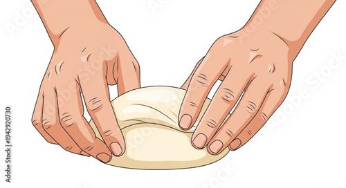 Hands Kneading Dough Illustration.
