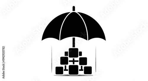 Abstract network structure protected by an umbrella