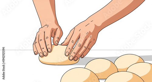 Hands Kneading Dough with Eggs.