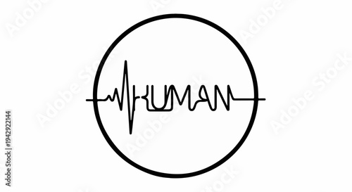 Abstract representation of human life and pulse within a circle