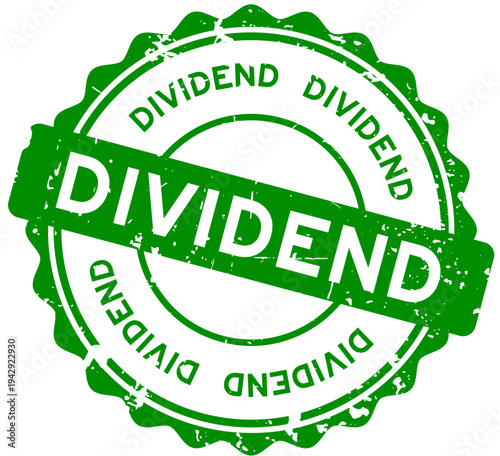 Grunge black dividend word round seal stamp on white background