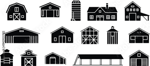 Black and white barn silo farm building barns silos