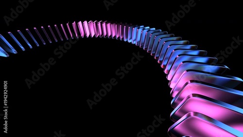 3d render, rotating colorful glass shapes on a black background, abstract geometric animation, 4k looping video