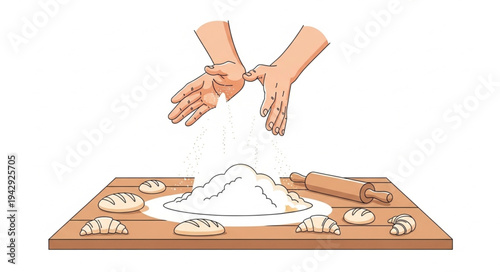 Hands Sifting White Powder on Tray.
