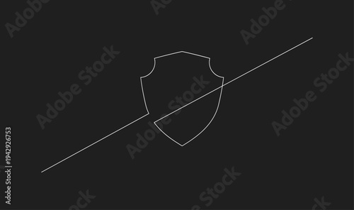 Disabled Security Shield Outline Icon on Dark Background