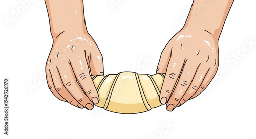 Hands Shaping Dough into Loaf.