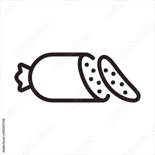 Salami sausage, linear icon. Line with editable stroke.