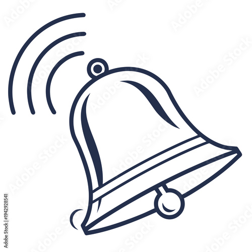 Ringing bell icon symbolizing announcement alarm notification message or alert sound waves emanating from bell