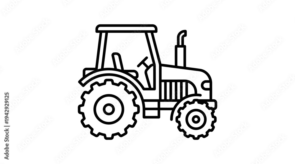 Obraz premium Outline vector icon of tractor agriculture machine, simple farming equipment symbol 