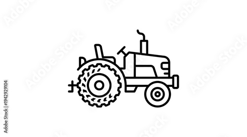 Outline vector icon of tractor agriculture machine, simple farming equipment symbol 