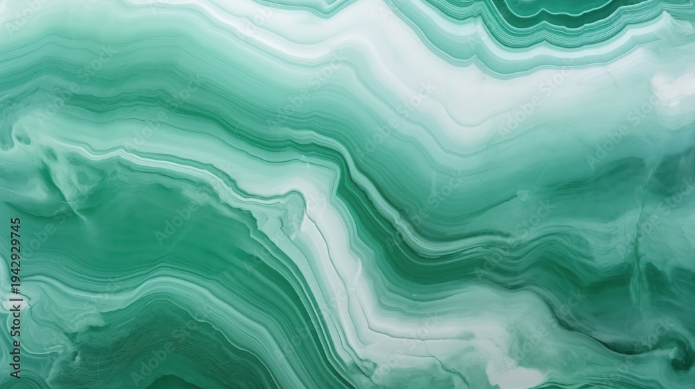 Fototapeta premium Elegant green marble pattern with smooth onyx texture, natural stone surface, abstract wavy lines, luxurious mineral background, calming and sophisticated design for interior decor
