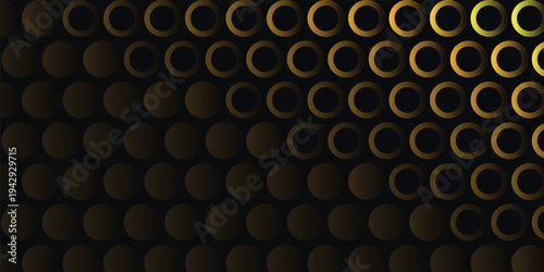 Premium 3D Gold Technology Background – Seamless Interlocking Circular Ventilation Ports with Top-Right Rim Light and Luxury Metallic Relief