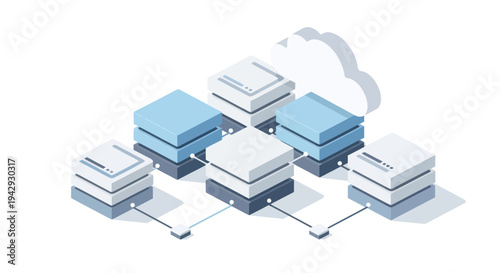 Isometric Cloud Computing and Data Storage Servers.