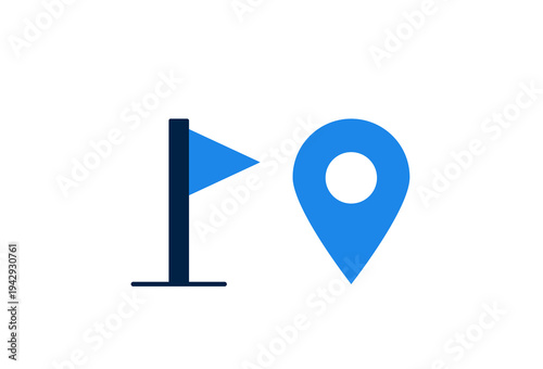 Free Download Flag and location pin icon in flat design. Map marker concept for destination points, checkpoints and travel navigation. - GFXLoad