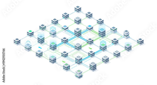Isometric Network of Connected Servers and Data Centers.