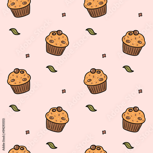 Cute Muffin Seamless Pattern – Sweet Bakery Background