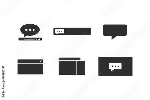 Collection of modern communication and interface icons for digital design