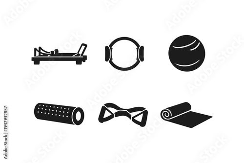 Collection of fitness equipment icons for exercise and workout routines