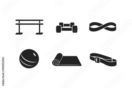 Collection of fitness equipment icons for exercise and training routines