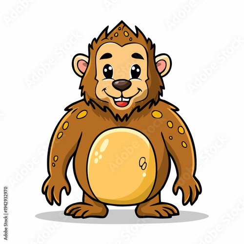 Cute imaginary mammal mascot in cartoon style